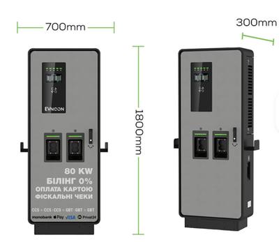 Швидка DC зарядна станція 80 кВт CCS 2 + GBT DC для електромобілів, комерціна