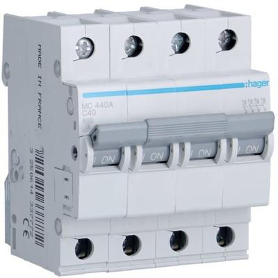 Автоматичний вимикач Hager MC440A 40A тип C 4P 6kA